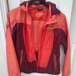 La Fuma Womens orange and red light rain jacket size S